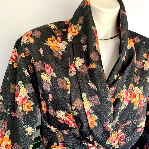 v i n t a g e :: Draped Satin Glamorous Brocade Blouse Padded - Picture 1 of 9